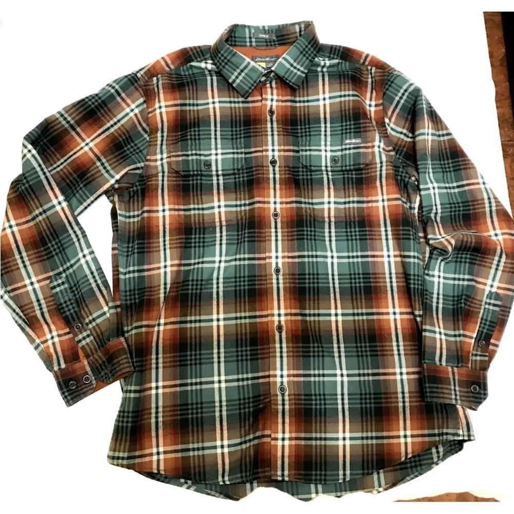 EDDIE BAUER Classic Fit Plaid Traveler Button Up Shirt Men's Size Large L - Picture 3 of 12